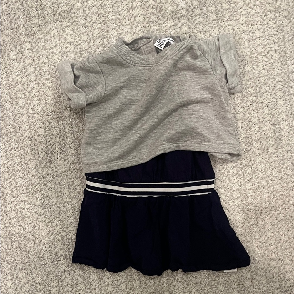 Splendid Baby Girl Gray and Navy Kids Casual Dress 6-12M Spring Summer Outfit